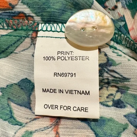 fig and flower Sheer Floral Tiered Maxi Dress in Green, White, & Orange - Picture 9 of 12